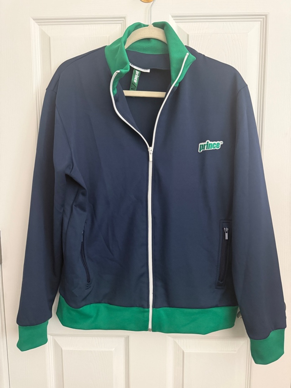 Prince collab with ZARA-Navy Tennis Jacket with Green Accents- MED